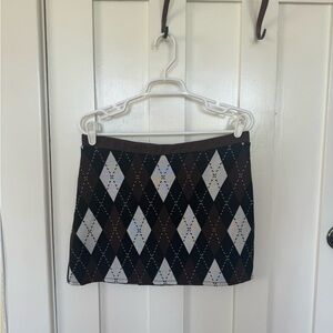Checkered brown mini skirt